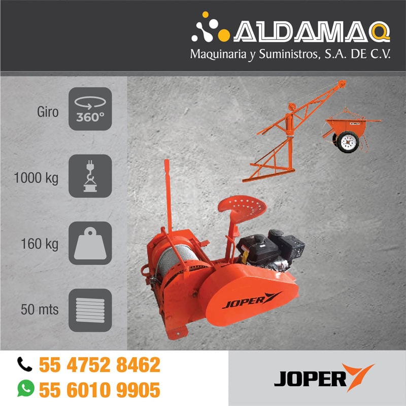 Malacate Joper 1 Tonelada Gasolina accesorios
